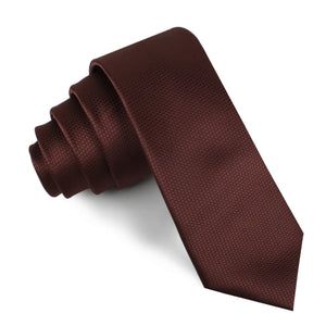 Dark Brown Basket Weave Skinny Tie