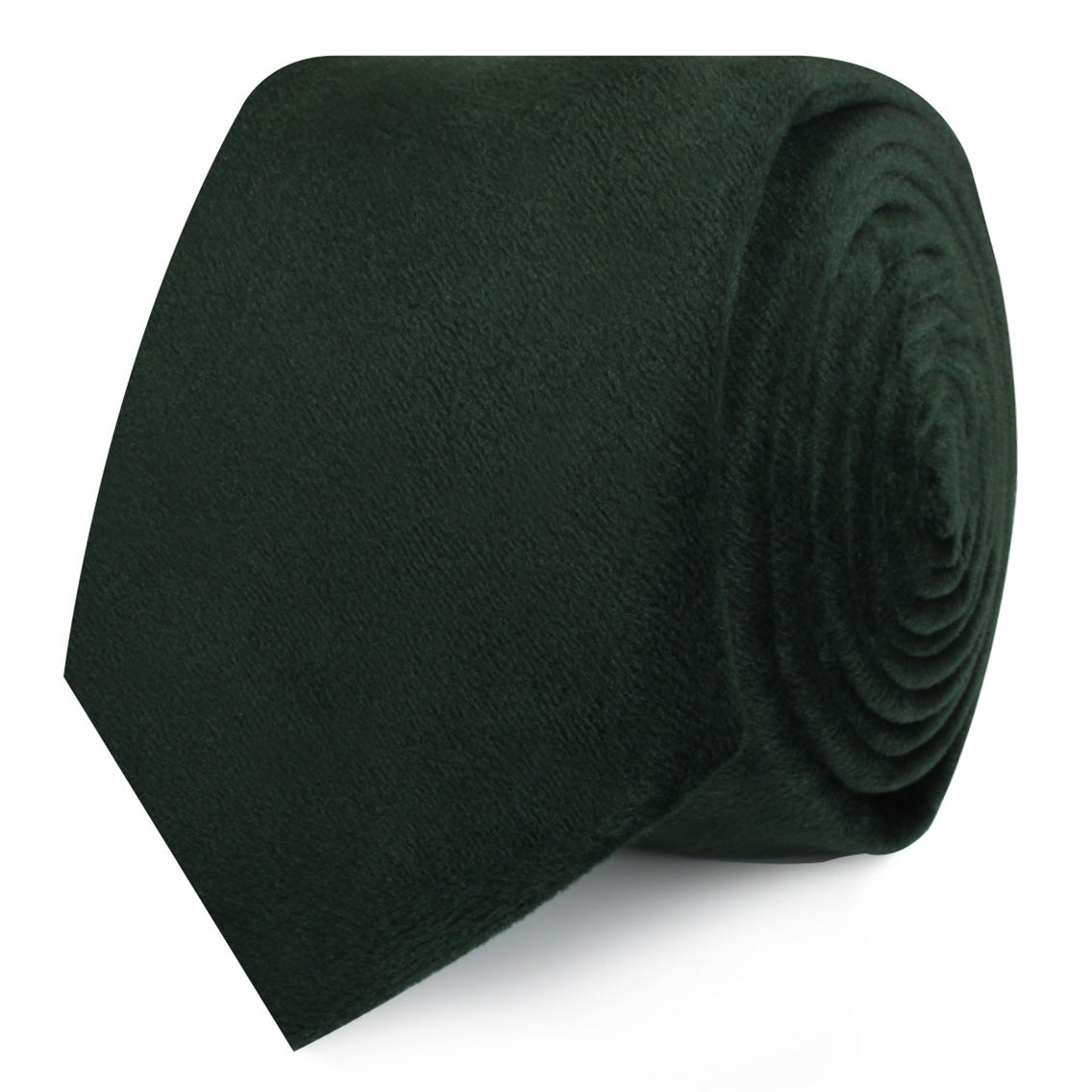 Dark Green Bond Velvet Skinny Tie Roll