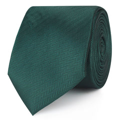 Dark Green Herringbone Skinny Ties