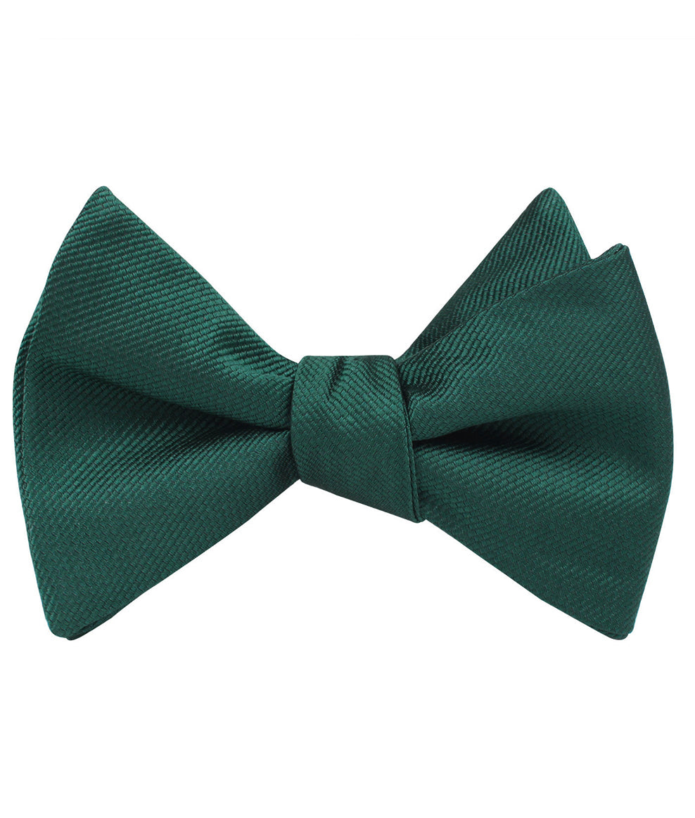 Dark Green Weave Self Tie Bow Tie