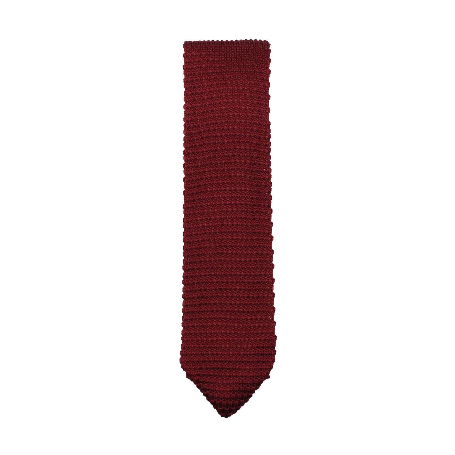 Dark Rosewood Maroon Pointed Knitted Tie Vertical View