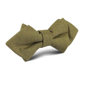 Dry Green Khaki Linen Diamond Bow Tie