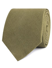 Dry Green Khaki Linen Necktie