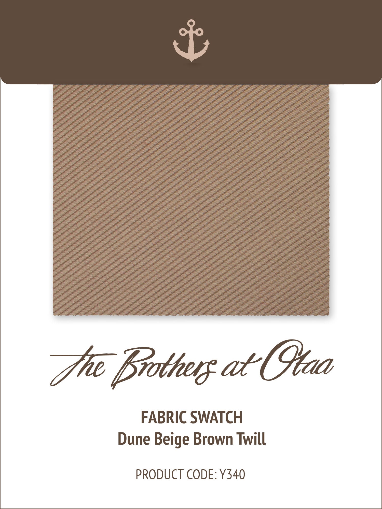 Dune Beige Brown Twil Y340 Fabric Swatch
