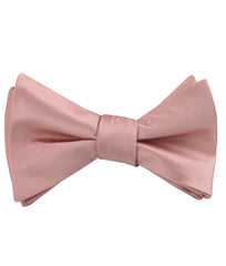 Dusty Blush Pink Satin Self Tied Bow Tie