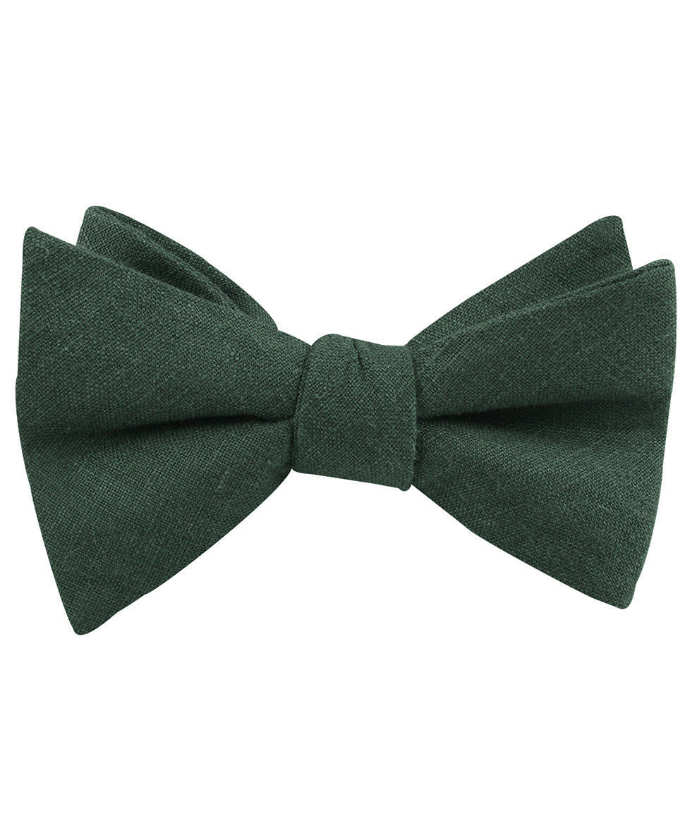 Dusty Emerald Green Linen Self Tied Bow Tie