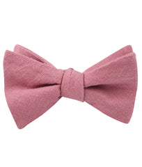 Dusty Rose Pink Linen Self Tied Bow Tie