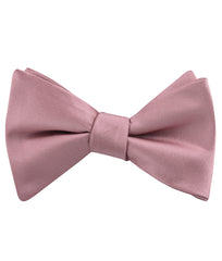 Dusty Rose Pink Satin Self Tied Bow Tie