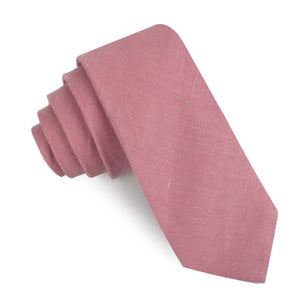 Dusty Rose Pink Linen Skinny Tie
