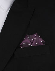 Eggplant Plum Purple with White Polka Dots Winged Puff Pocket Square Fold