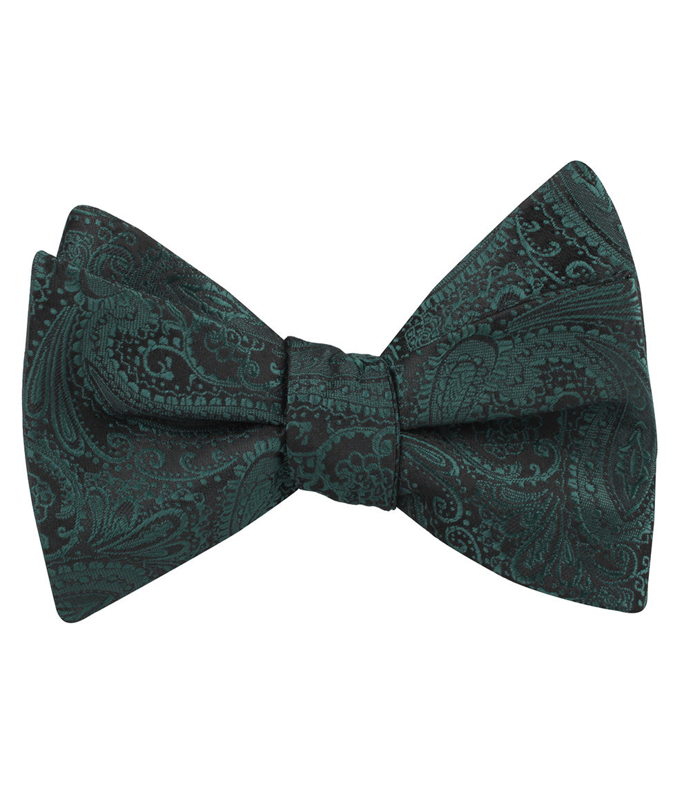 Emerald Green Paisley Self Tied Bow Tie
