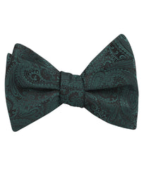 Emerald Green Paisley Self Tied Bow Tie