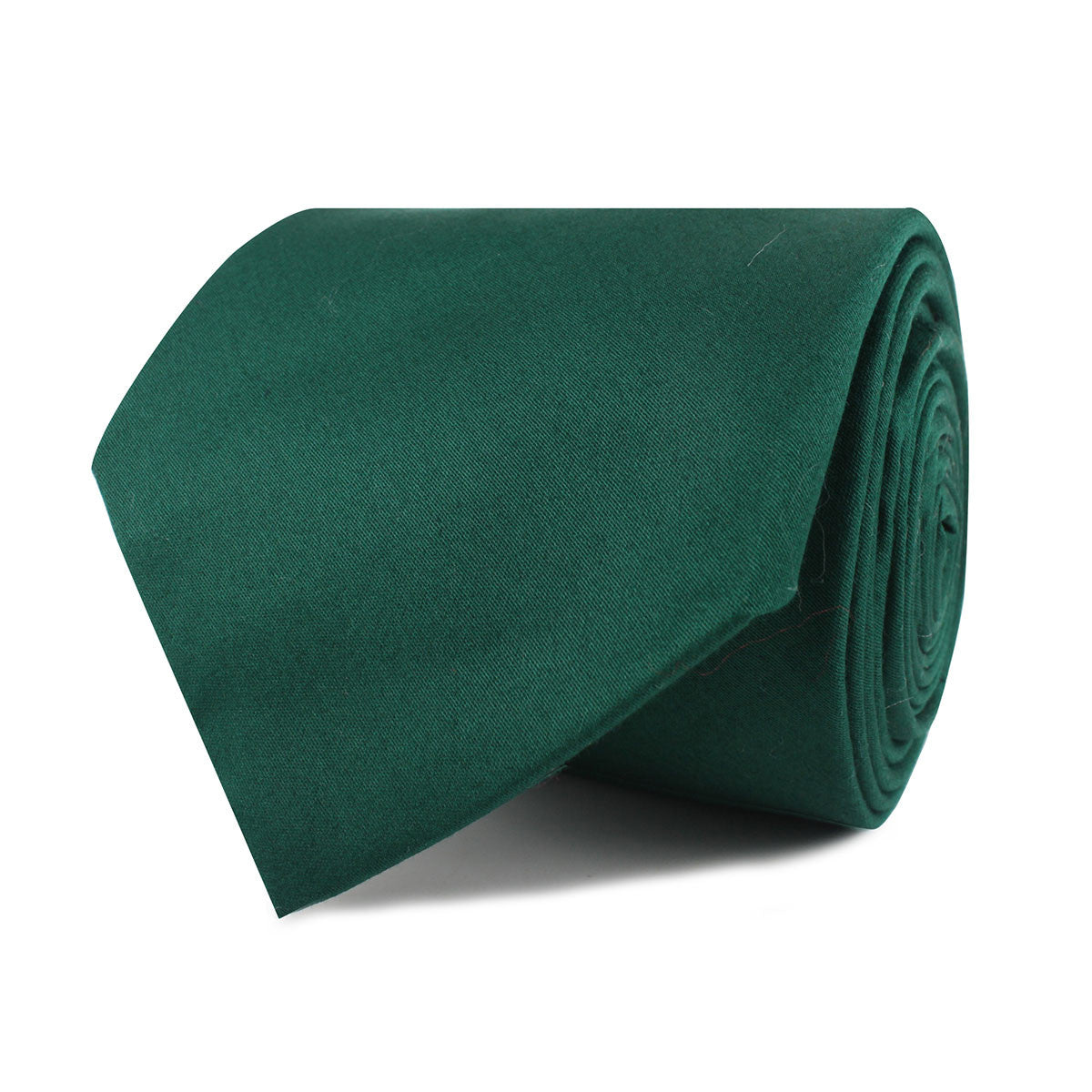 Emerald Green Cotton Necktie Front Roll