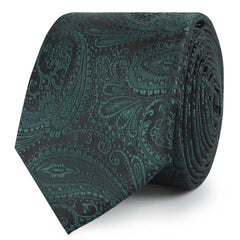 Emerald Green Paisley Skinny Ties