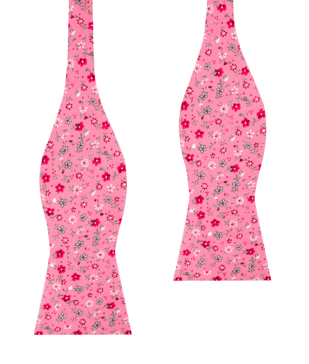 Flamenco Pink Floral Self Bow Tie