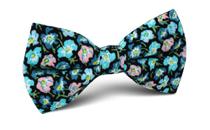 Flax Linum Blue Floral Bow Tie