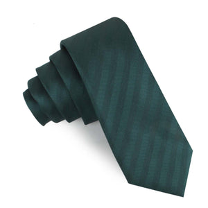 Forest Dark Green Striped Skinny Tie