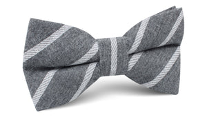 Galileo Pewter Grey Striped Linen Bow Tie