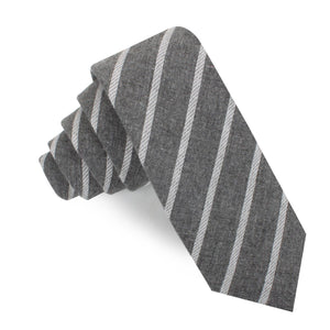 Galileo Pewter Grey Striped Linen Skinny Tie