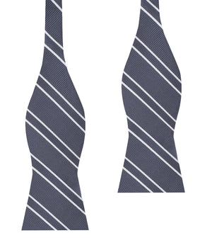 Graphite Charcoal Grey Double Stripe Self Bow Tie
