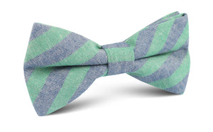 Green & Blue Bengal Linen Bow Tie