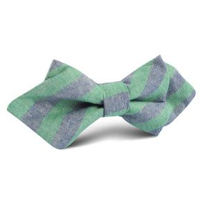 Green & Blue Bengal Linen Diamond Bow Tie