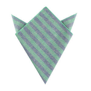 Green & Blue Bengal Linen Pocket Square