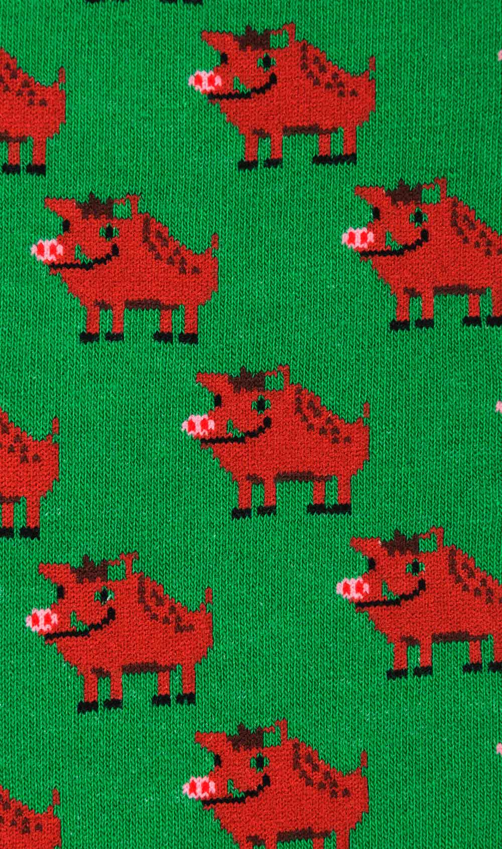 Green Warthog Socks Fabric