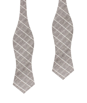 Grey Edinburgh Pinstripe Diamond Self Bow Tie