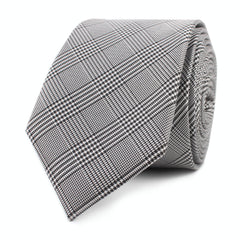 Grey Glen Plaid Skinny Tie Front Roll