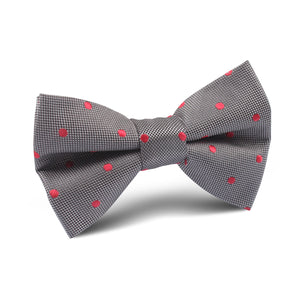 Grey with Hot Pink Polka Dots Kids Bow Tie