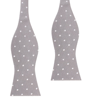 Grey with Milky White Polka Dots Self Tie Bow Tie