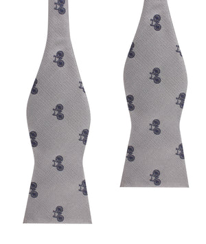 Grey with Navy Blue French Bicycle Self Tie Bow Tie