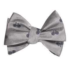 Grey with Navy Blue French Bicycle Self Tie Bow Tie 3
