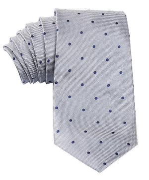 Grey with Navy Blue Polka Dots Tie