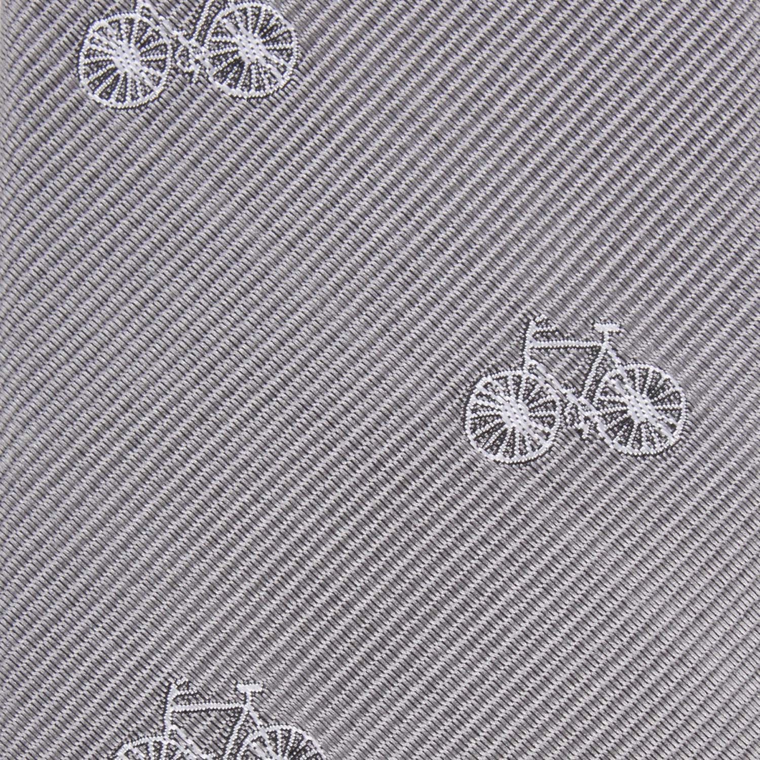 Grey with White French Bicycle Fabric Self Tie Bow Tie M098