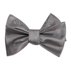 Grey with White French Bicycle Self Tie Bow Tie 1
