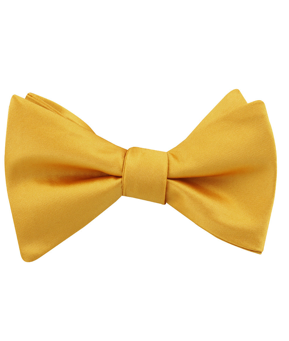 Honey Gold Yellow Satin Self Tied Bow Tie