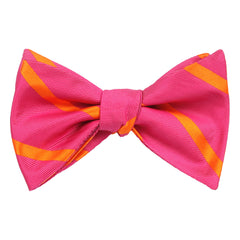 Hot Pink with Orange Diagonal - Bow Tie (Untied) Self tied knot by OTAA