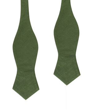 Hunter Green Slub Linen Diamond Self Bow Tie