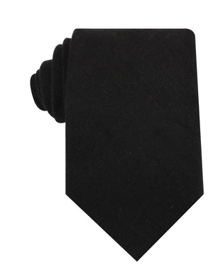 Ink Black Slub Linen Necktie