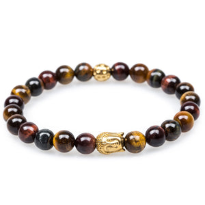 Kinmei Tiger's Eye Gold Buddha Bracelet