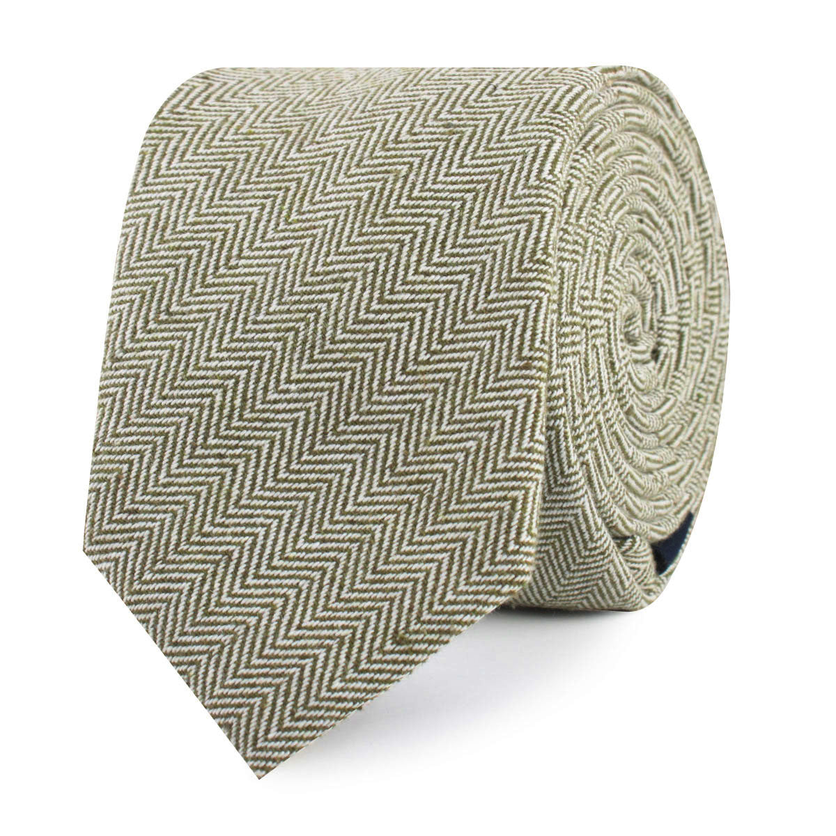 Laurel Green Herringbone Linen Slim Tie