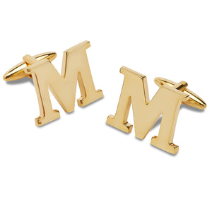 Letter M Gold Cufflinks