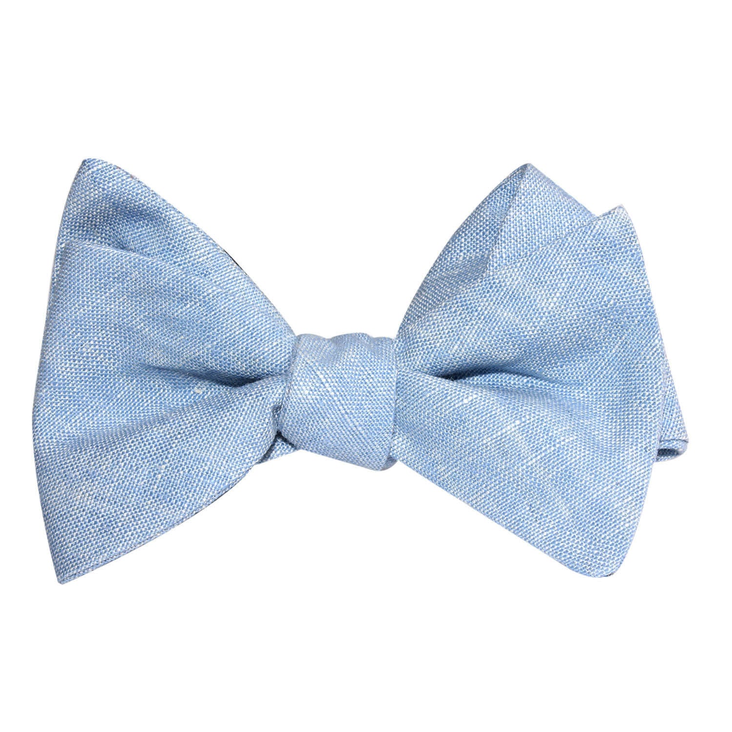 Light Blue Linen Chambray Self Tie Bow Tie 1
