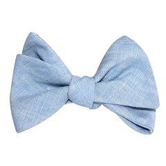 Light Blue Linen Chambray Self Tie Bow Tie 2