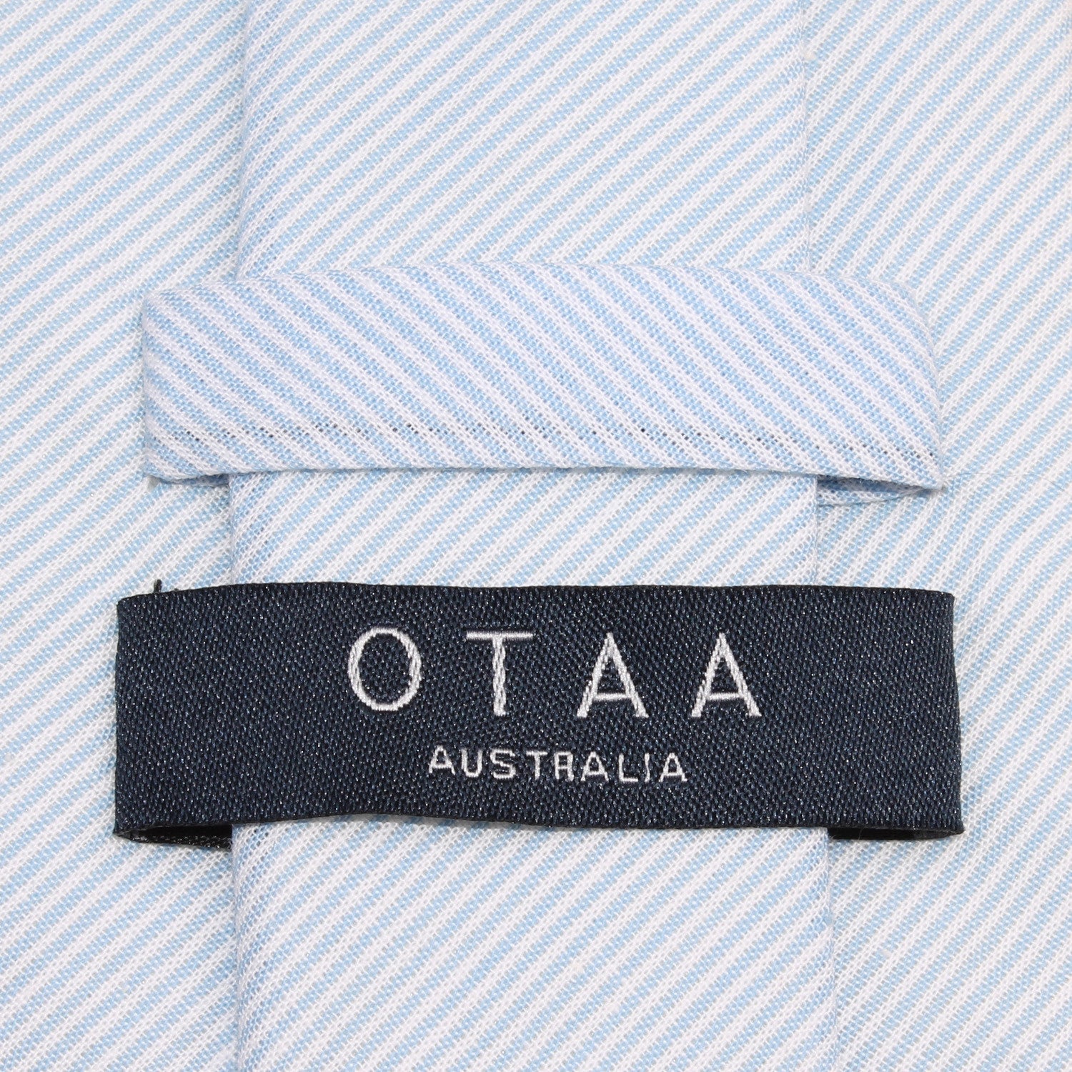 Light Blue and White Pinstripes Cotton Skinny Tie OTAA Australia