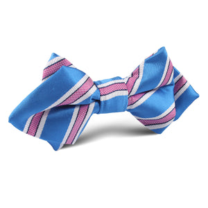Light Blue with Pink Stripes Diamond Bow Tie