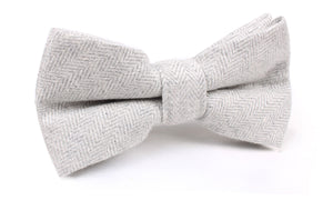 Light Grey Herringbone Linen Bow Tie