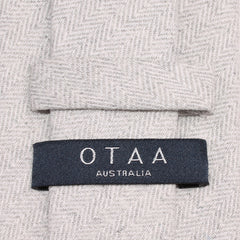Light Grey Herringbone Linen Necktie OTAA Australia